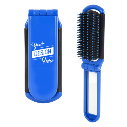 Custom Logo Kwik-Fix Folding Brush With Mirror