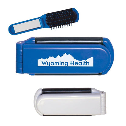 Custom Logo Kwik-Fix Folding Brush With Mirror