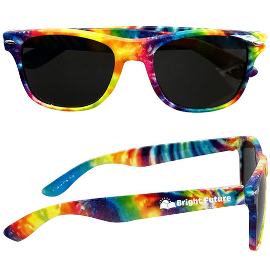 Custom Logo Tie-Dye Sunglasses Promotional Tie-Dye Sunglasses Stylish Logo Printed Eye Shades