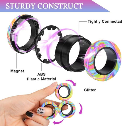 Wholesale Magnetic Rings Fidget Toy, Fidget Spinner Rings for Relief, Printed Finger Fidget Toys - HOT!