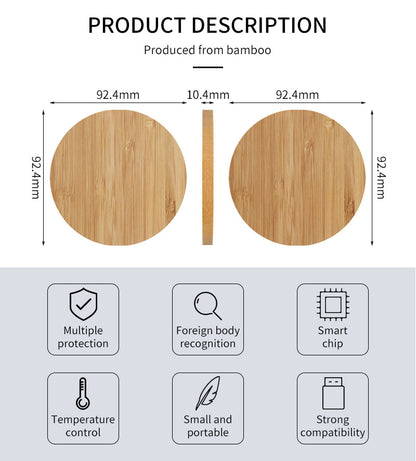 Wholesale 15W Wood Wireless Charger for iPhones Fast Charging Bamboo Pad