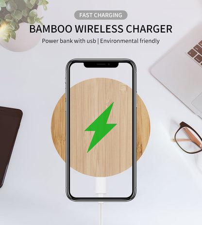 Wholesale 15W Wood Wireless Charger for iPhones Fast Charging Bamboo Pad