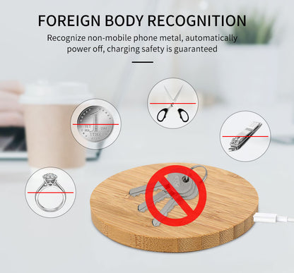 Wholesale 15W Wood Wireless Charger for iPhones Fast Charging Bamboo Pad