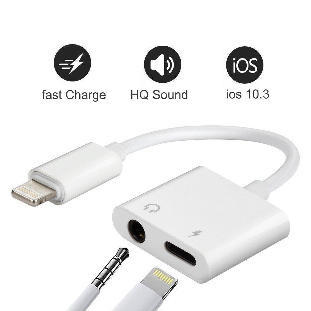 Bulk 2 in 1 Aux Headphone Jack Audio & Charge Cable Adapter