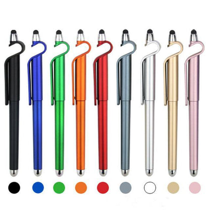 Custom Logo 3 in 1 Mobile Phone Holder Stand Pen Stylus Touch Screen Capactive Pen