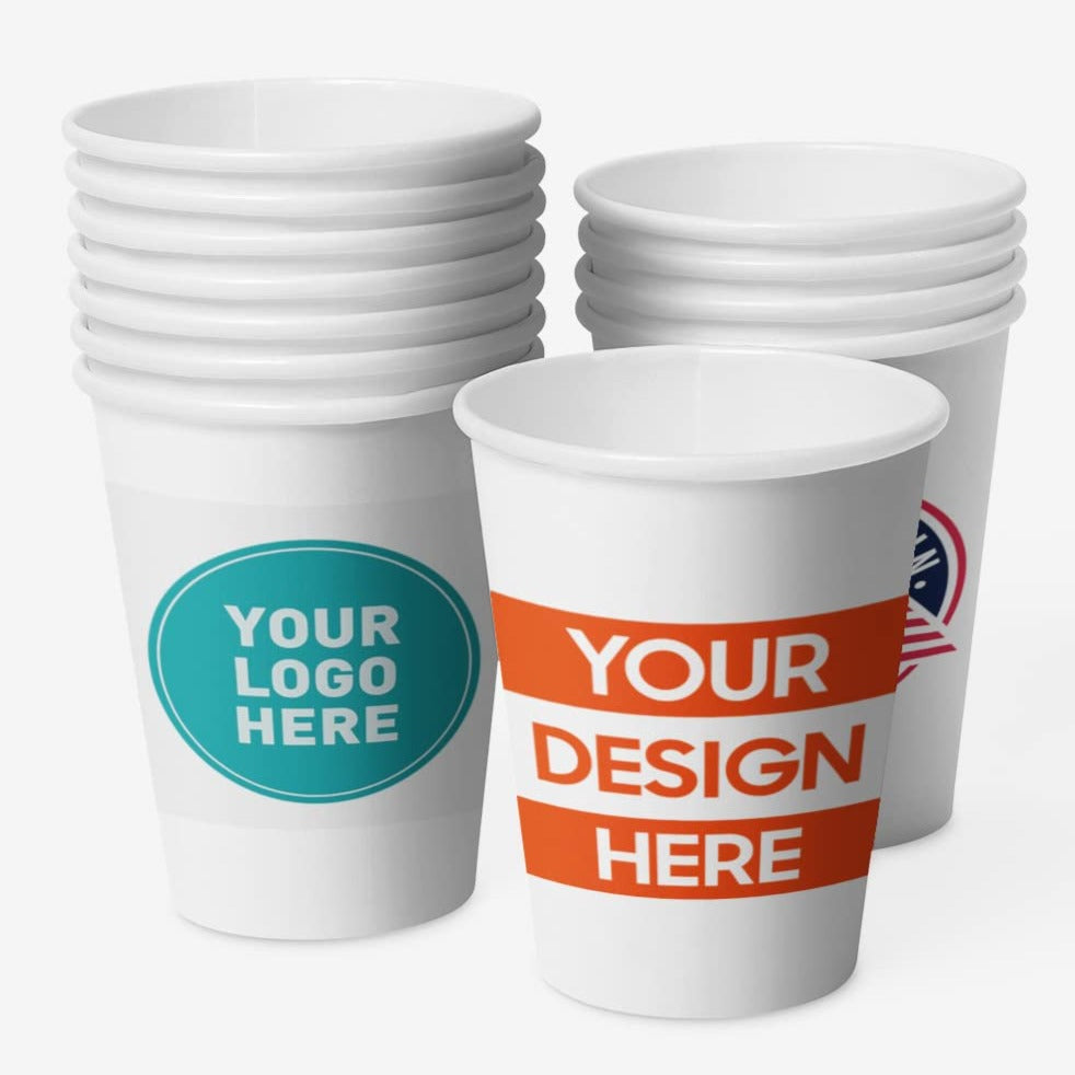 Custom Single Wall Paper Cups In All Sizes, Logo or Design Paper Cups Recyclable - White