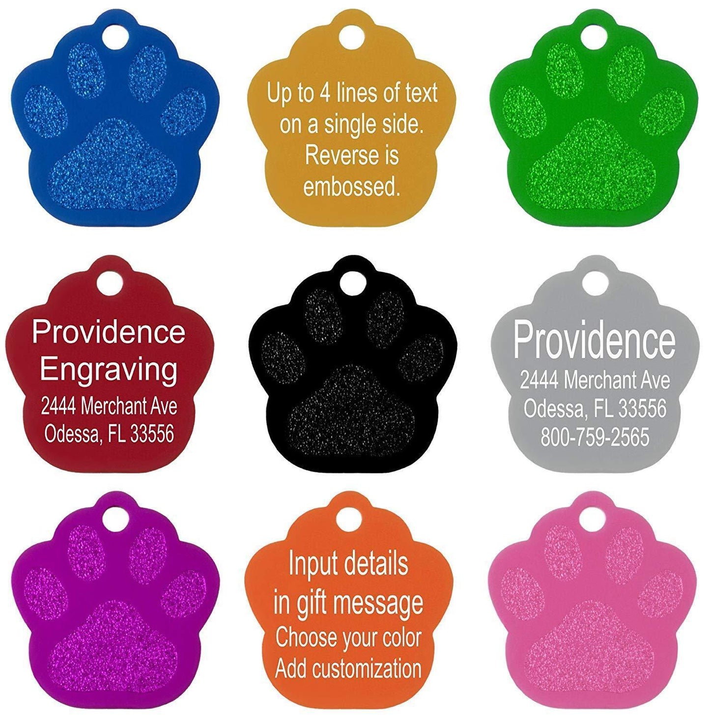 Custom Logo Engraving Pet ID Tags, All Shapes & Colors to Choose From