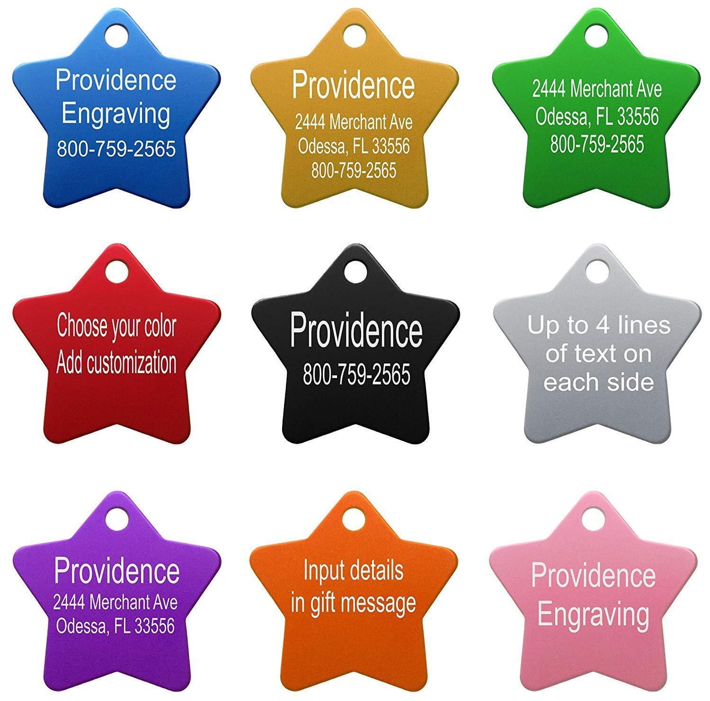 Custom Logo Engraving Pet ID Tags, All Shapes & Colors to Choose From