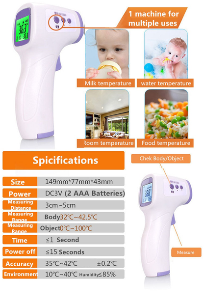 Custom Logo Infrared Digital Thermometer Forehead Non Touch Temperature Gun