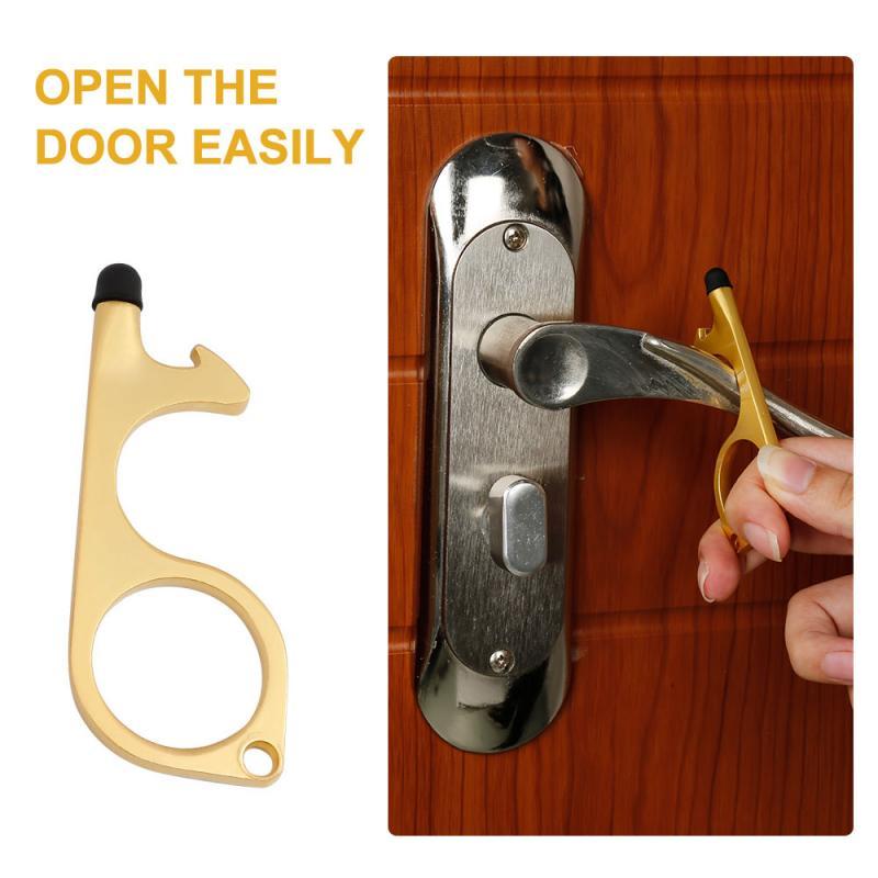 Custom Logo No-Touch Anti-bacterial Opener Keychain & Promotional Contactless Door Opener