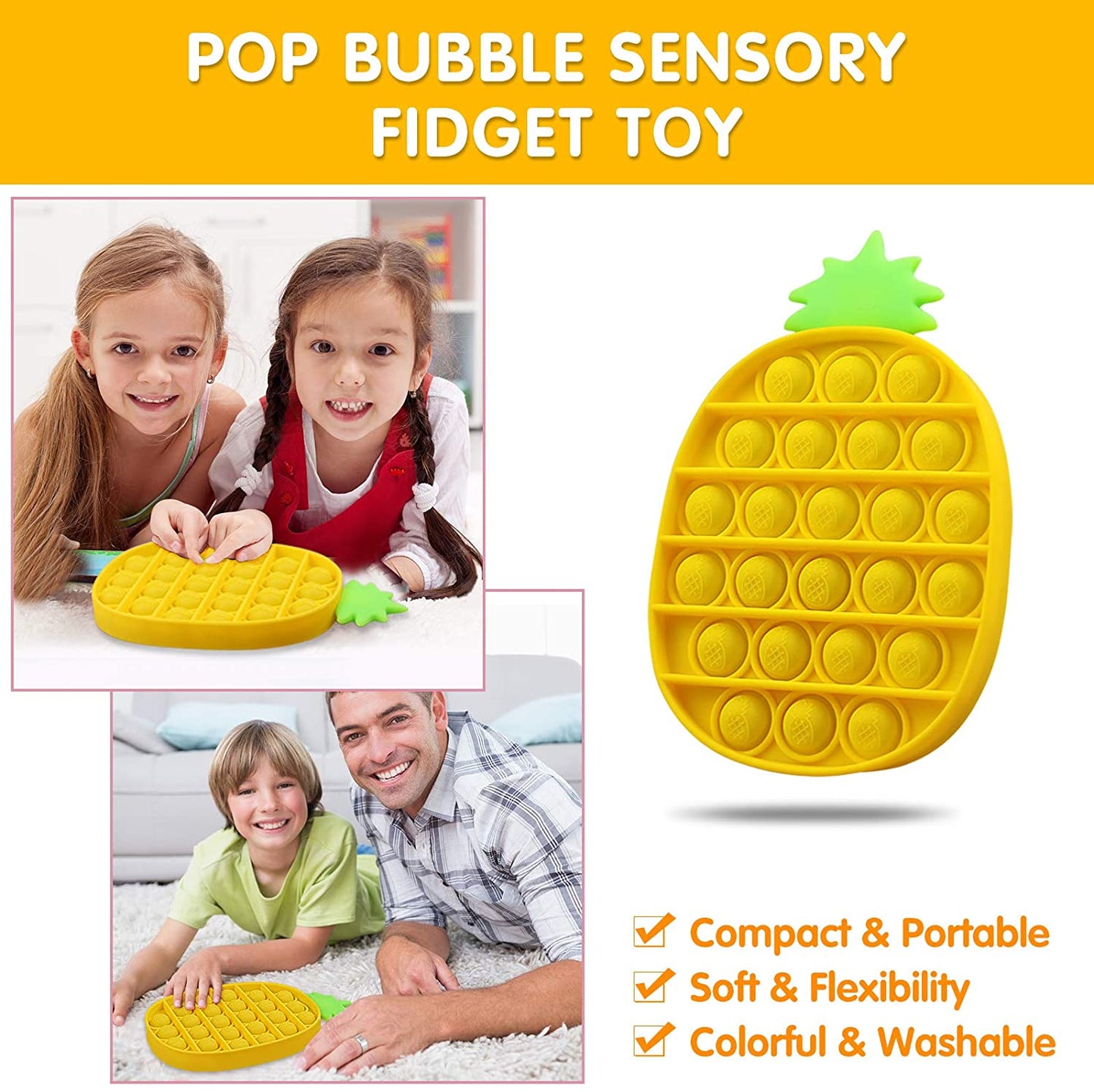 Wholesale Pineapple Pop it Fidget Toy Silicone Stress Reliever Toys Gifts