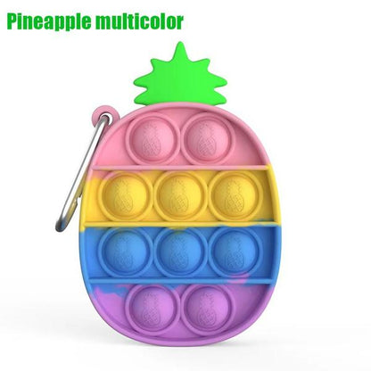 Bulk Push Pop Bubbles Fidget Toy Keychains, Mini Ice Cream Pineapple Bubble Popper Stress Reliever