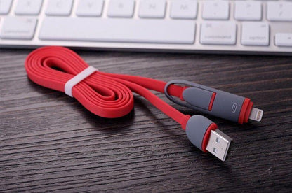 Custom Logo 2 In 1 Micro Usb Cable Android, Apple Mobile Phone Charger