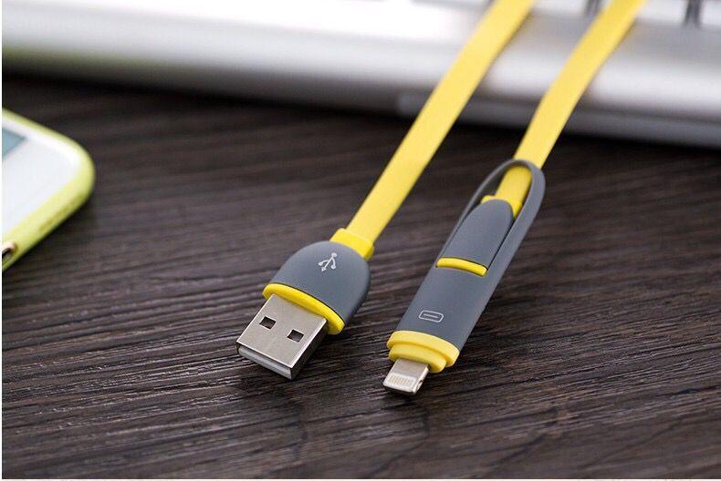 Custom Logo 2 In 1 Micro Usb Cable Android, Apple Mobile Phone Charger