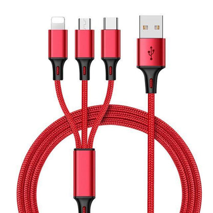 Custom Logo Three in One 4 Feet or 1.2 Meter Fast Charging Braided USB Phone Cable