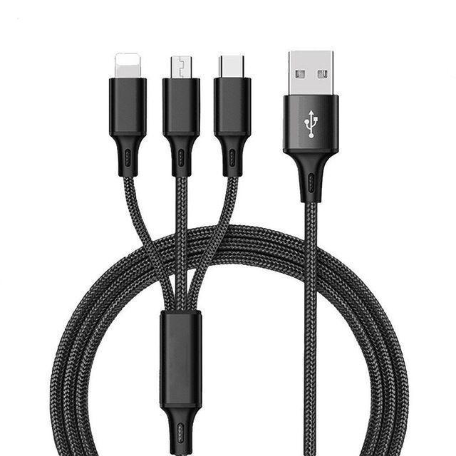 Custom Logo Three in One 4 Feet or 1.2 Meter Fast Charging Braided USB Phone Cable