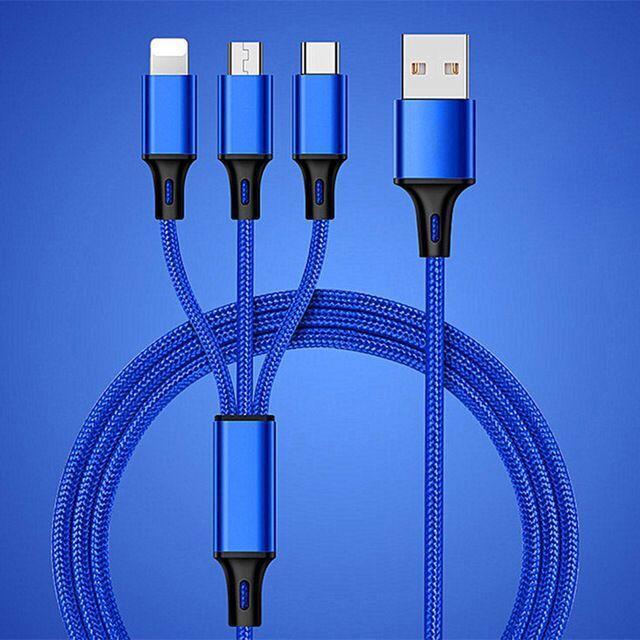 Custom Logo Three in One 4 Feet or 1.2 Meter Fast Charging Braided USB Phone Cable