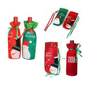 Custom Logo Christmas Wine Bottle Cover Bags Snowman Santa Claus
