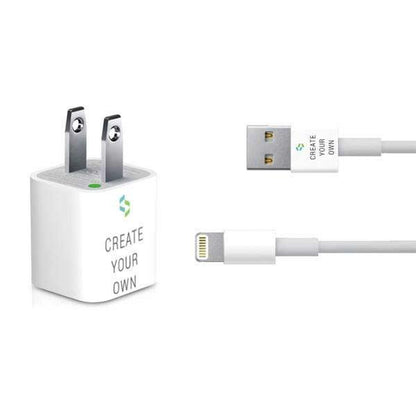 Custom Logo iPhone Lighting USB Cable & Wall Charger Bundle