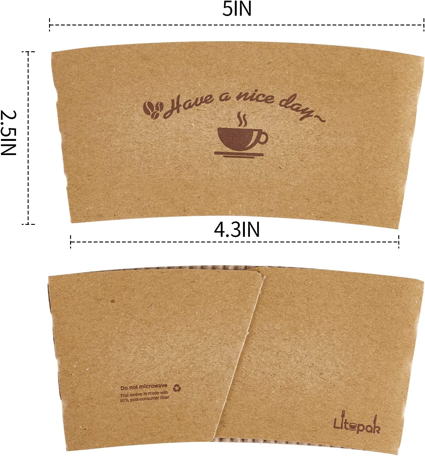 Custom Coffee Sleeves, Logo Design Printed Food Grade Corrugated Paper Recyclable