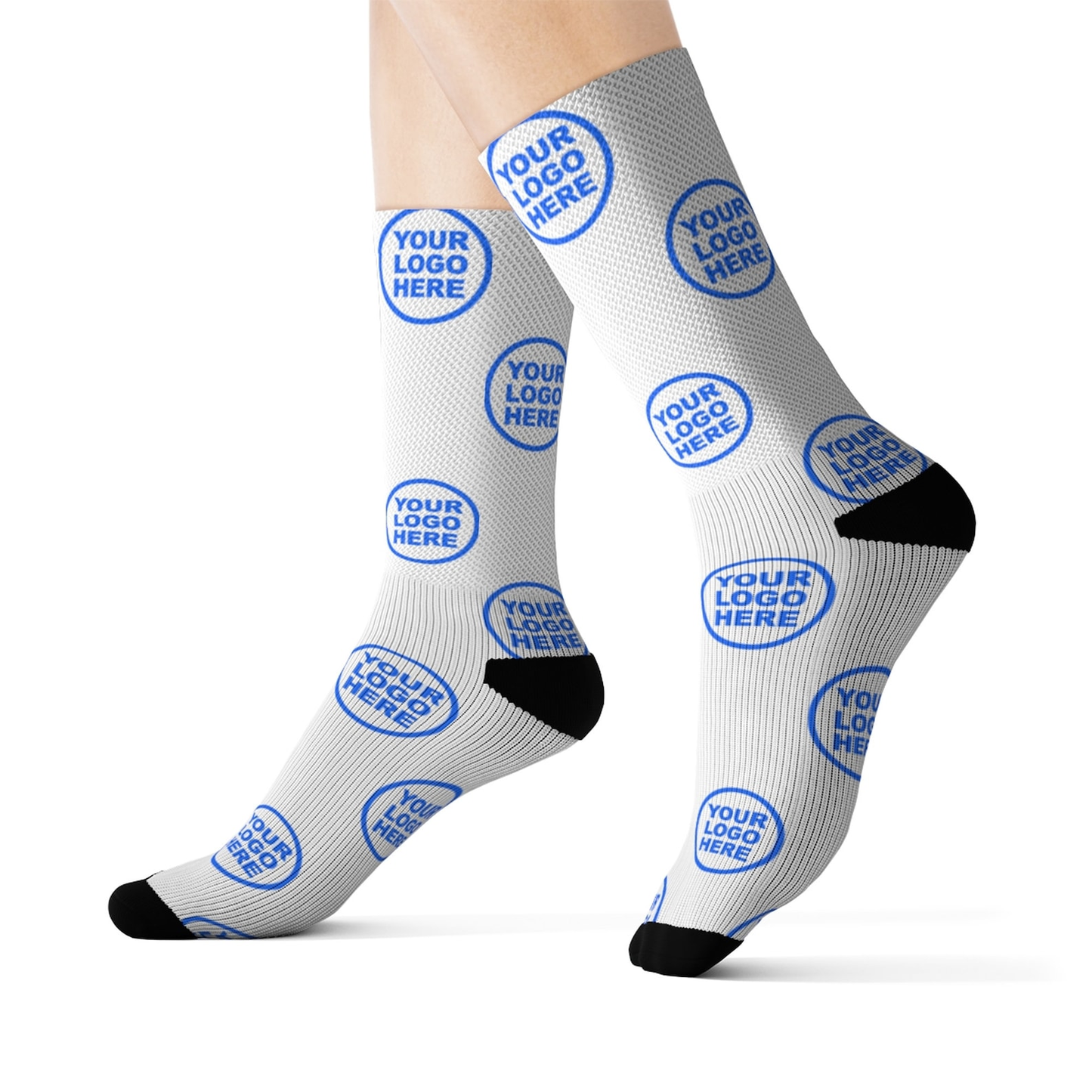 Custom Logo Crew Socks Promotional Black Or White Socks, One Size Fits All Crew Socks