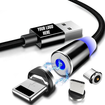 Custom Logo Magnetic Charger Micro USB Cable, Fast Charging Magnet USB Iphone, Type C & Android Heads