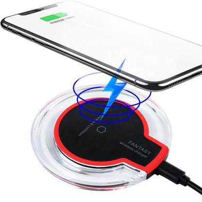 Custom Logo Cellphone Wireless Charger Promotional Clear Glass Led Charging Pad - 10W