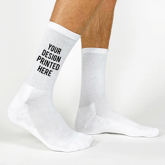 Custom Logo Crew Socks Promotional Black Or White Socks, One Size Fits All Crew Socks
