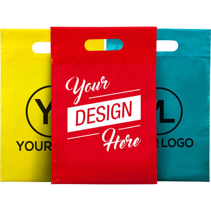 Custom Shopping Bags Logo Plastic Die Cut Handle Bags in All Colors