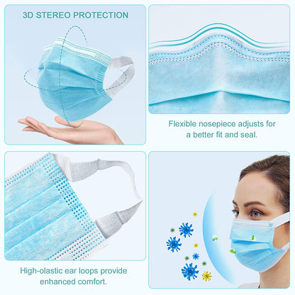 Promotional Ear Friendly Mask, Logo Elastic Ear Loop Disposable Masks For Adults and Kids - All Colors