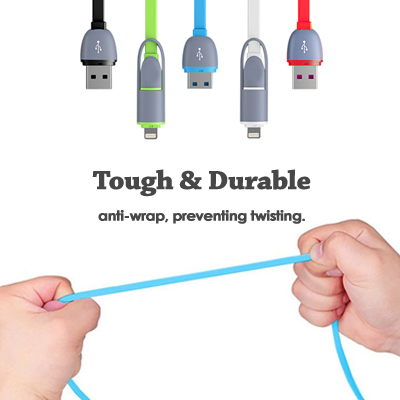 Custom Logo 2-In-1 USB Retractable Mobile Charging Cable