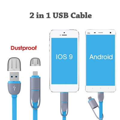 Custom Logo 2-In-1 USB Retractable Mobile Charging Cable