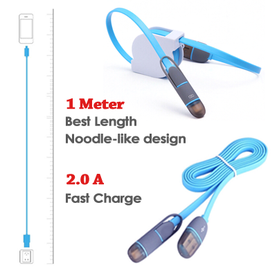 Custom Logo 2-In-1 USB Retractable Mobile Charging Cable