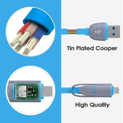 Custom Logo 2-In-1 USB Retractable Mobile Charging Cable