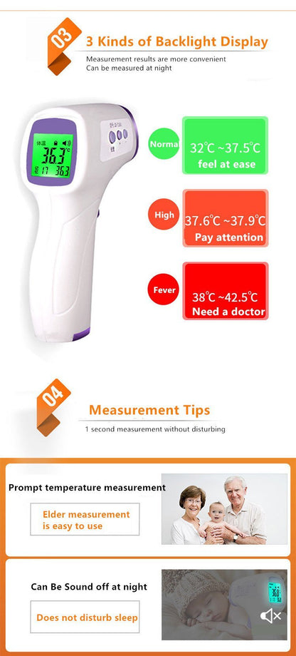 Custom Logo Infrared Digital Thermometer Forehead Non Touch Temperature Gun