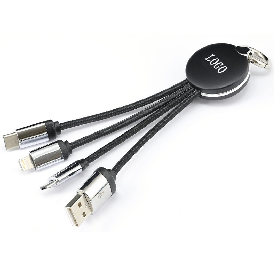 Custom Promotional 4 in 1 Light Up Logo Multi USB Charging Cable