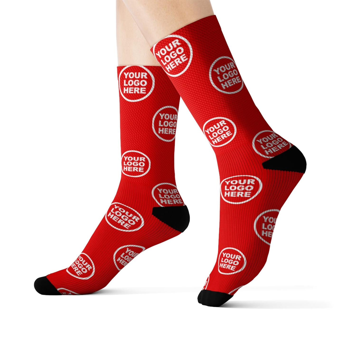 Custom Full Designed Cotton Socks, Logo Knitted Crew Socks Promotional Custom Full Color Designed Socks