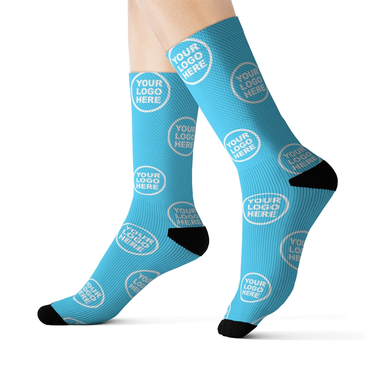 Custom Full Designed Cotton Socks, Logo Knitted Crew Socks Promotional Custom Full Color Designed Socks