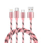 Bulk 3 in 1 Braided Multiple USB Fast Charger Cord 3ft(1m) with Lighting, Micro USB, Type C