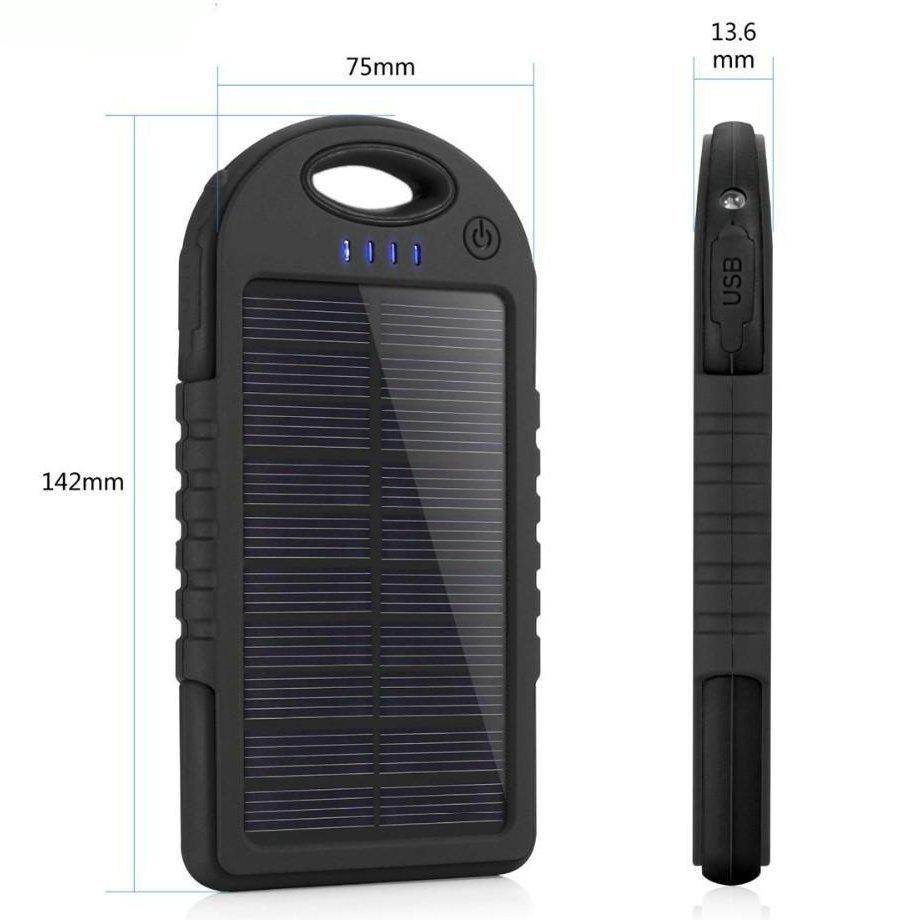 Promotional Custom Logo Water Resistant Solar Power Bank Dual USB Ports 5000mAh
