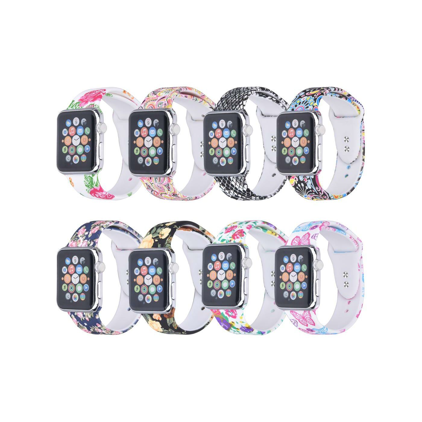 Wholesale Print Silicone Sport Replacement Band for Apple Watch Series 1, 2, 3, 4, 5 & Sport